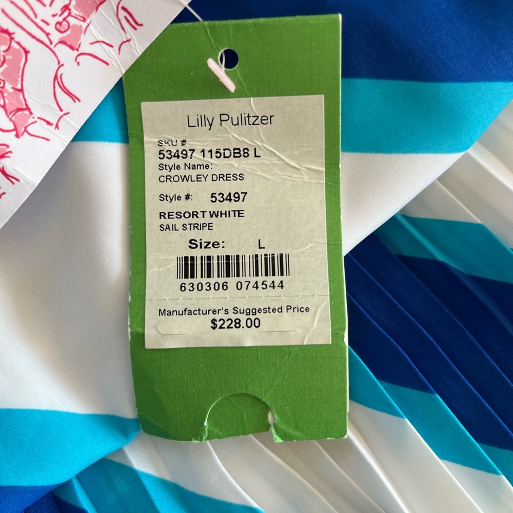 NWT Lilly Pulitzer On/off/one shoulder Crowley dress Sail Stripe Large - Picture 4 of 6